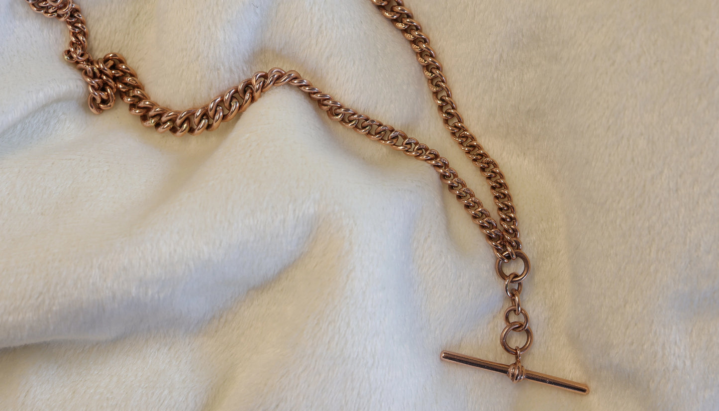 Vintage 9ct Albert Chain Necklace - Classic Graduated Chain & T-Bar