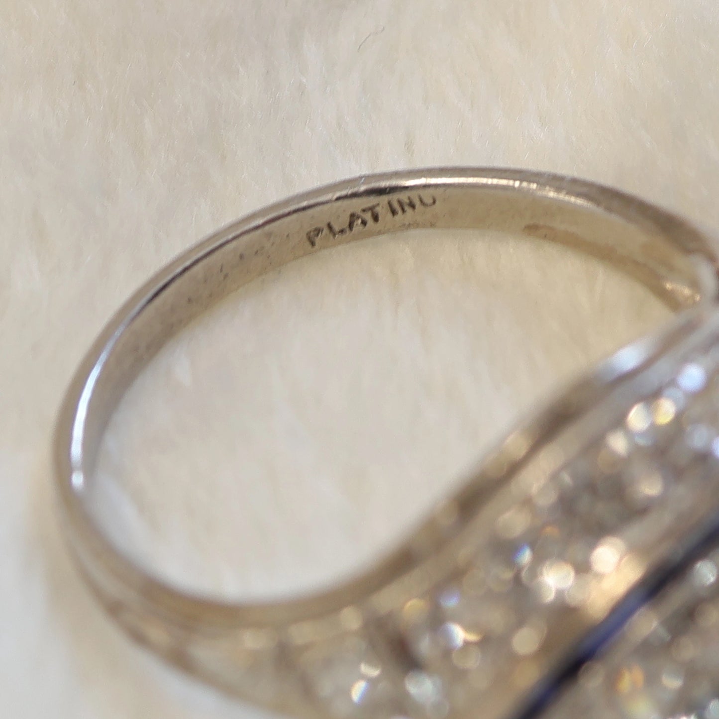 Art Deco Platinum Diamond & Sapphire Navette Ring