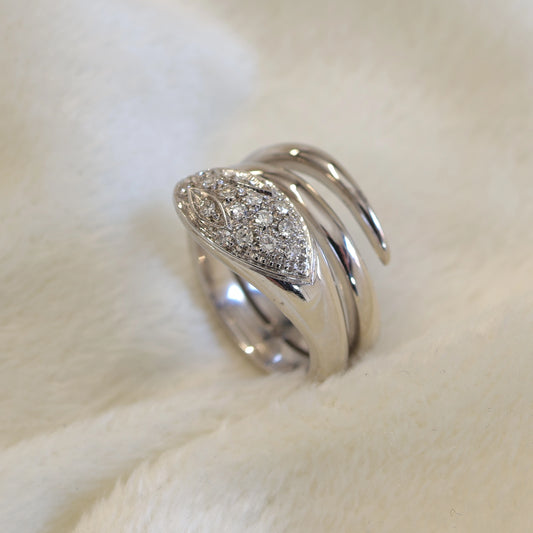 Pre Loved 18ct White gold Pave set Diamond Snake ring.