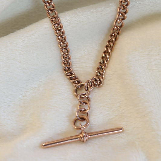 Vintage 9ct Albert Chain Necklace - Classic Graduated Chain & T-Bar