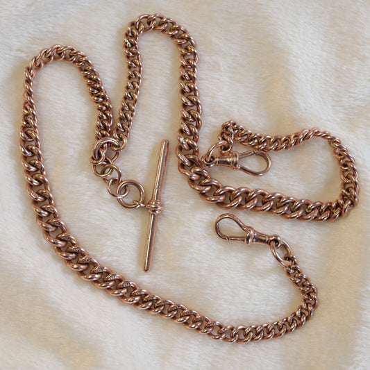Vintage 9ct Albert Chain Necklace - Classic Graduated Chain & T-Bar