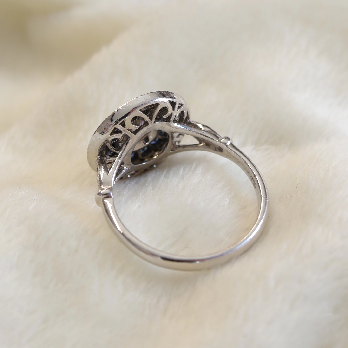 Art Deco Styled Platinum & Sapphire Target Ring.