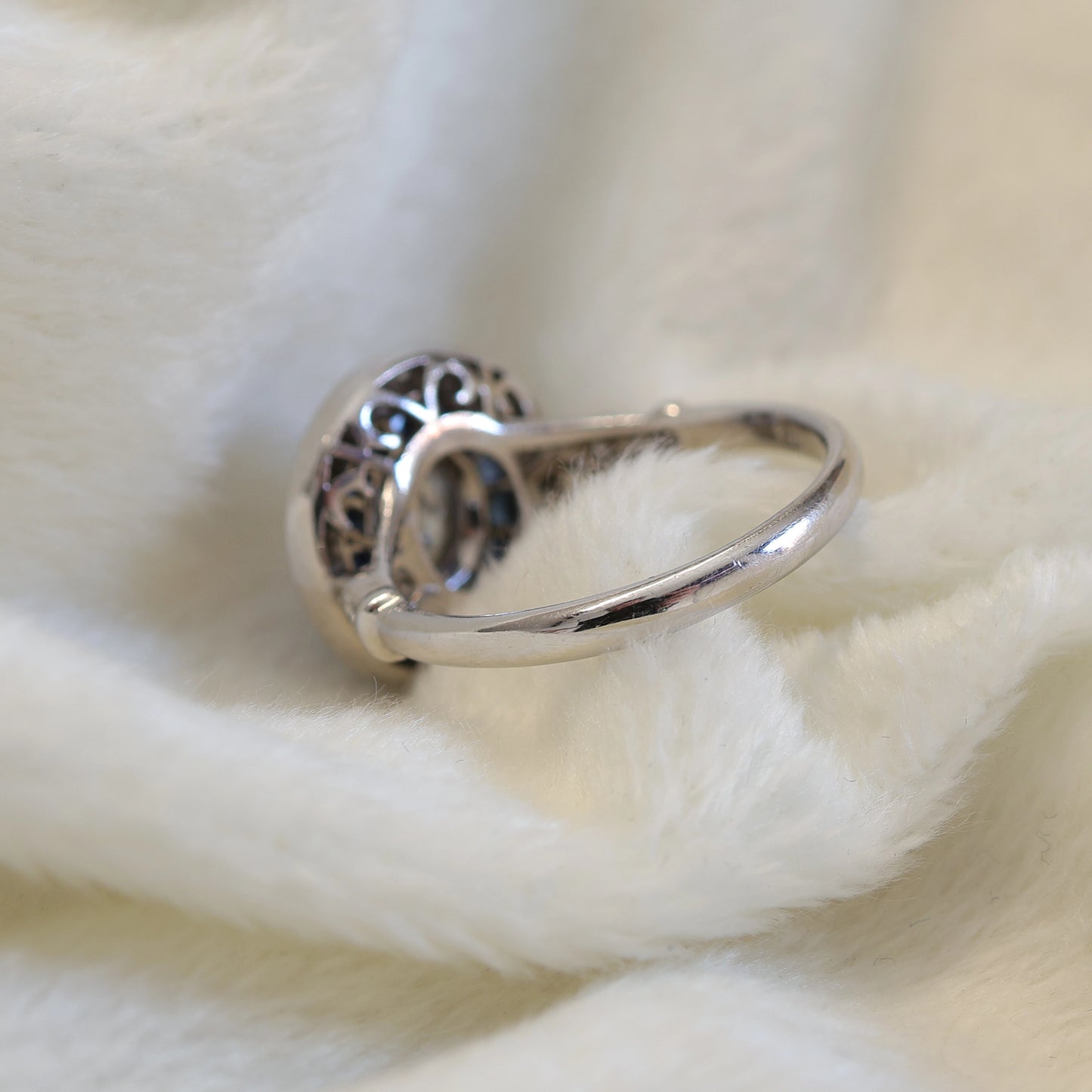 Art Deco Styled Platinum & Sapphire Target Ring.